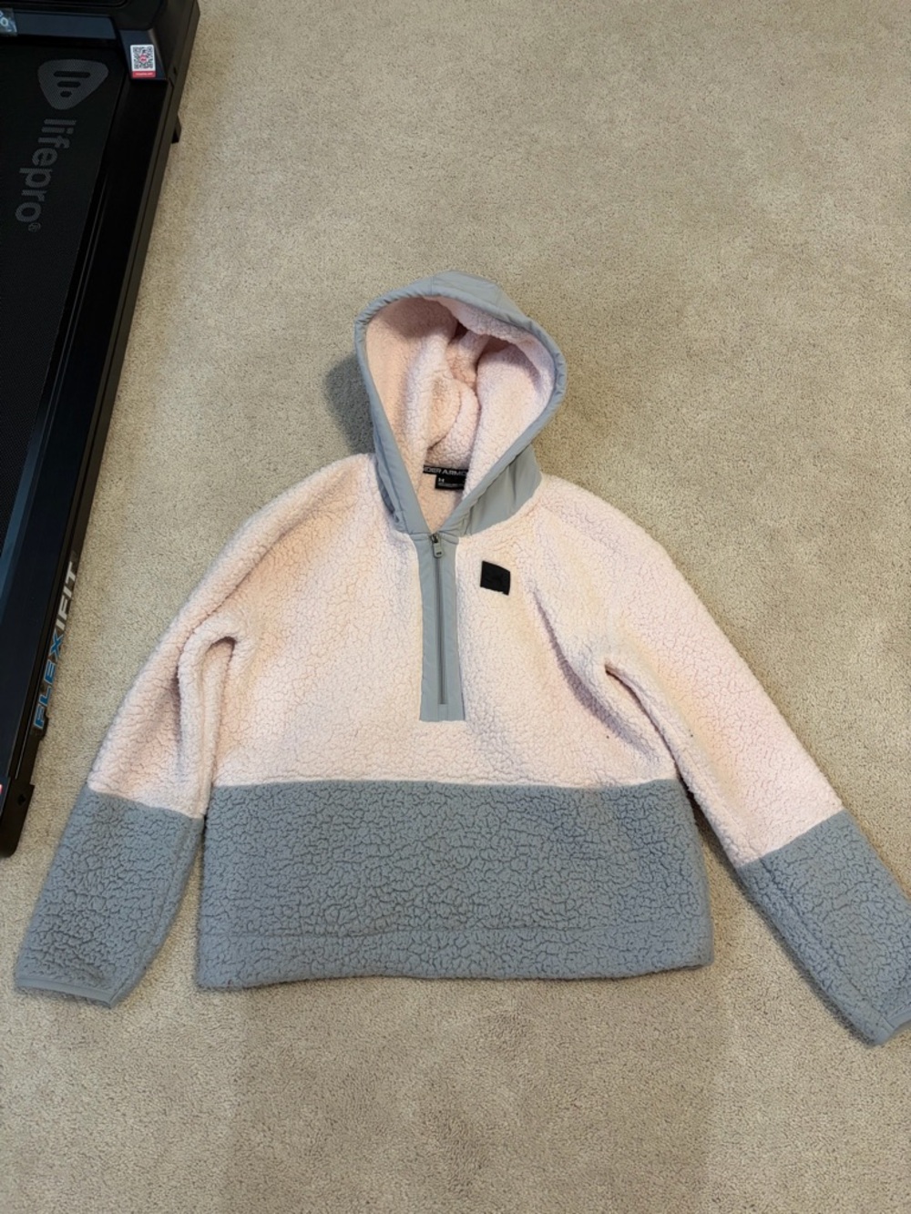 Under Armour Pink & Gray Sherpa Pullover Hoodie